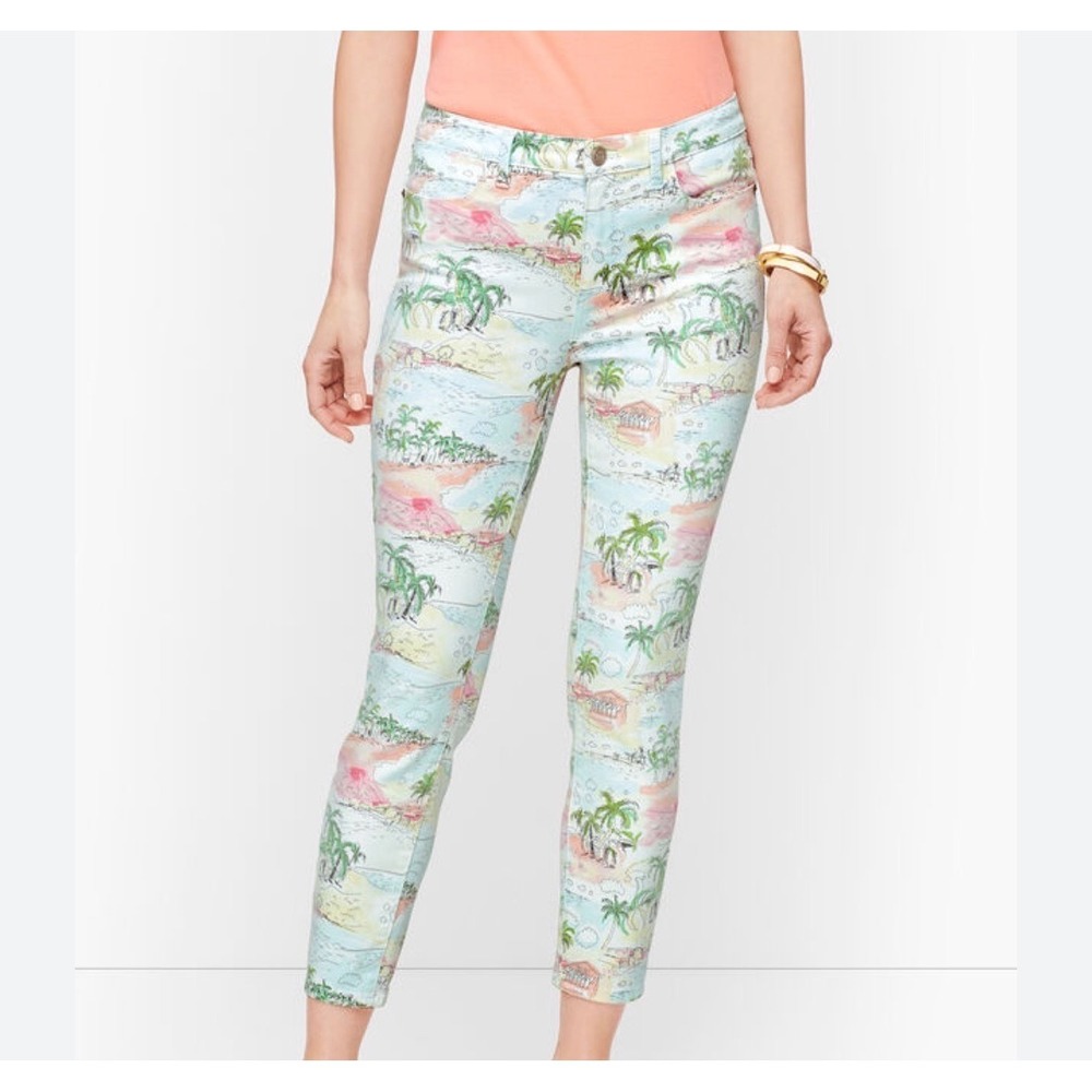 Talbots Womens Multicolor Tropical Novelty Beach High-Waist Jeggings Size 6P